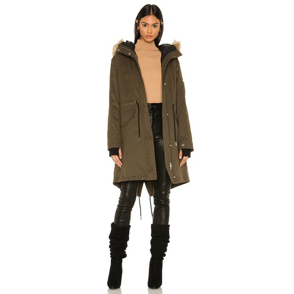 Soia & Kyo Elloise Parka With Faux Fur Trim Army - Picture 1 of 12